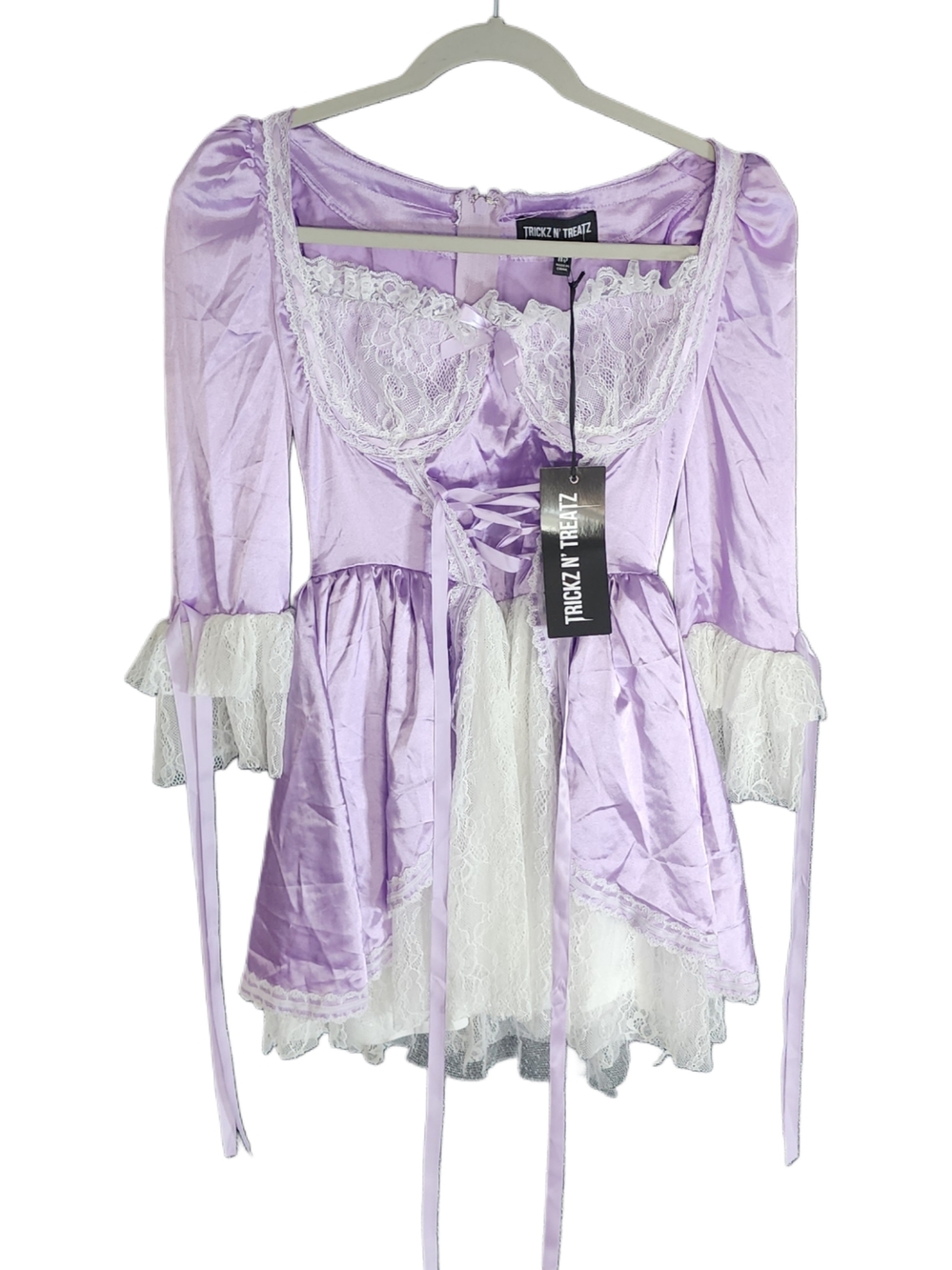 Dolls Kill Trickz N Treatz Lavender Lace Corset Cake Queen Dress XS NWT
